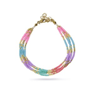 Bransoletka damska ze stali szlachetnej i różnokolorowych koralików Miyuki